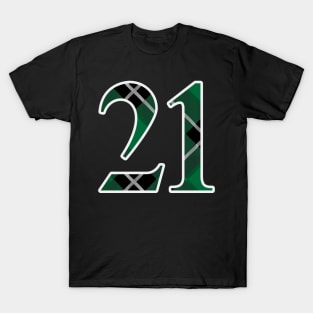 21 Sports Jersey Number Green Black Flannel T-Shirt